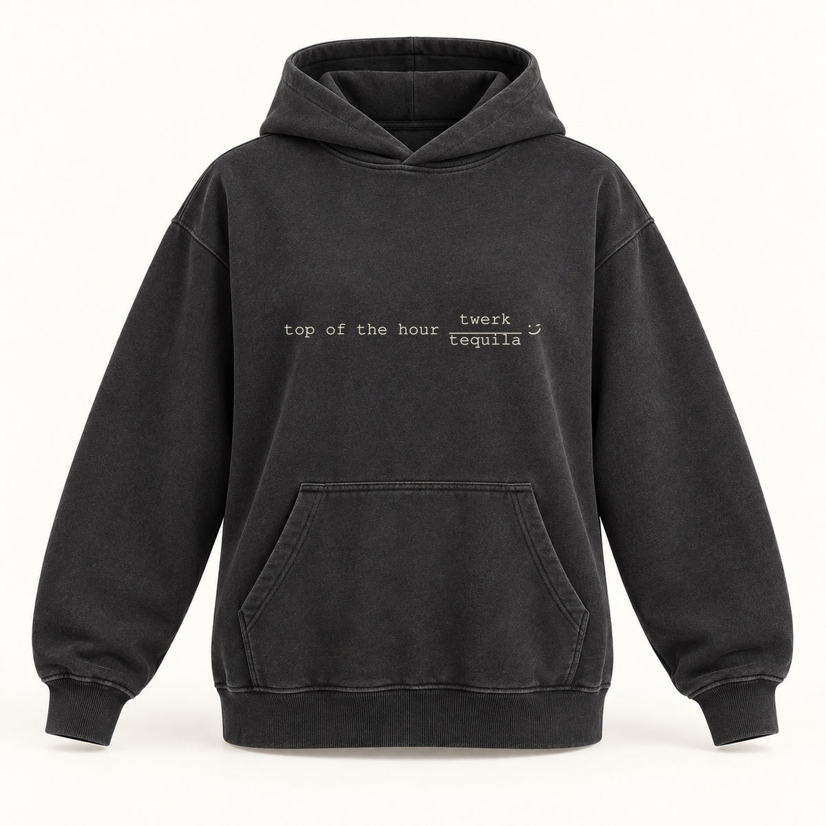 top of the hour hoodie in washed black