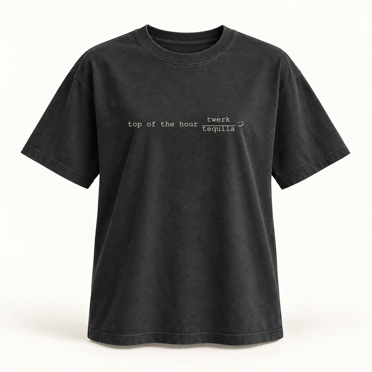 top of the hour T-shirt in washed black