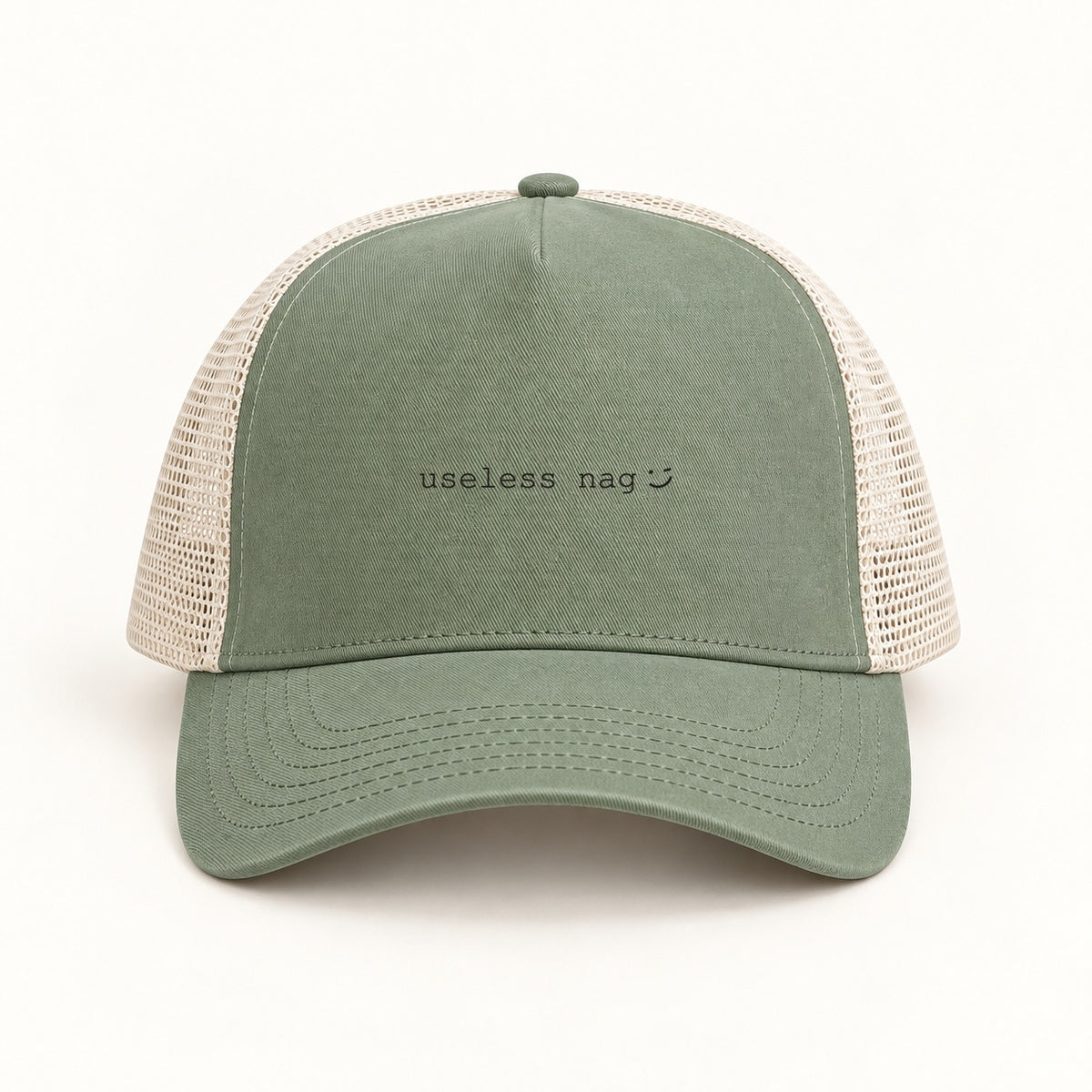 useless nag trucker cap in sage cream