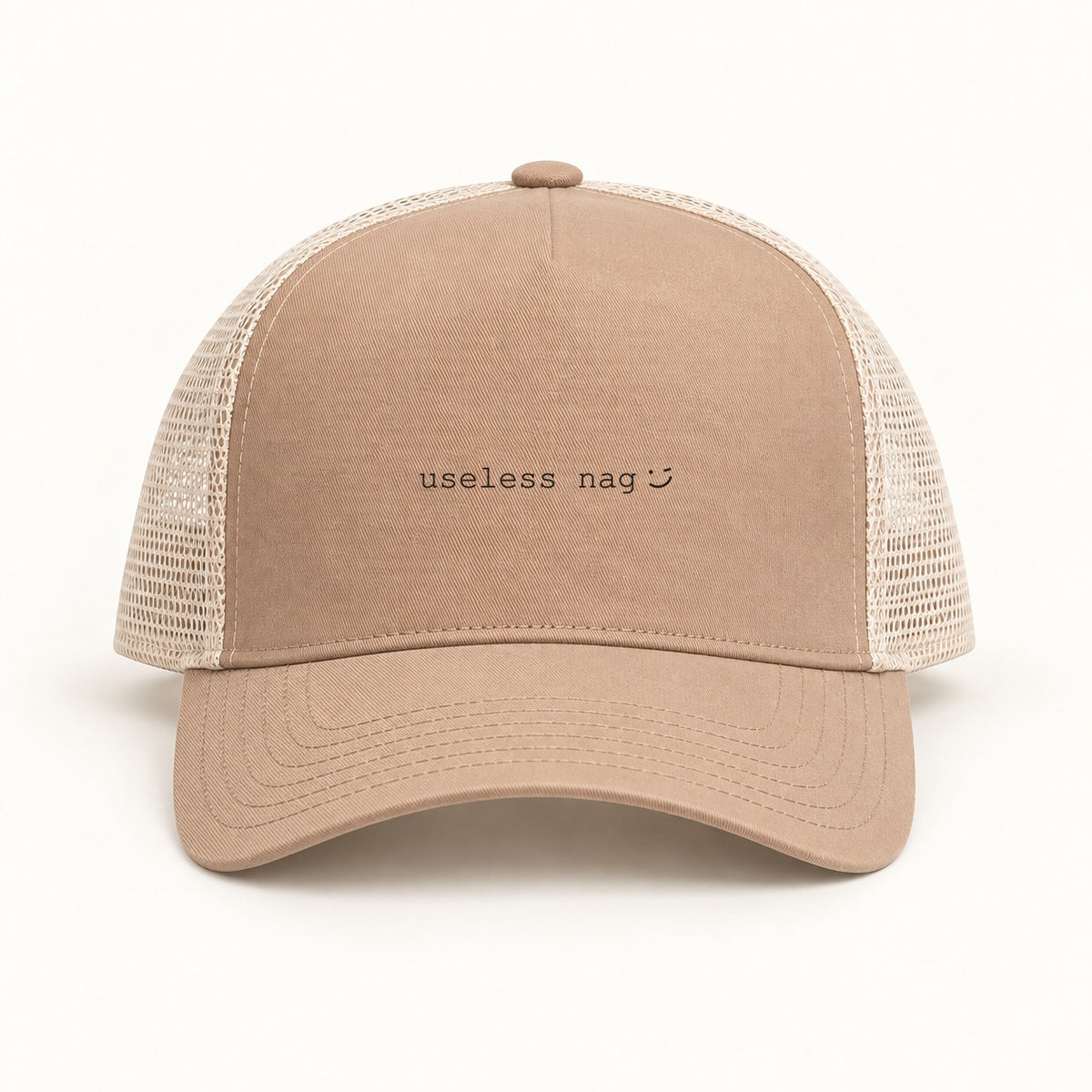 useless nag trucker cap in tan cream