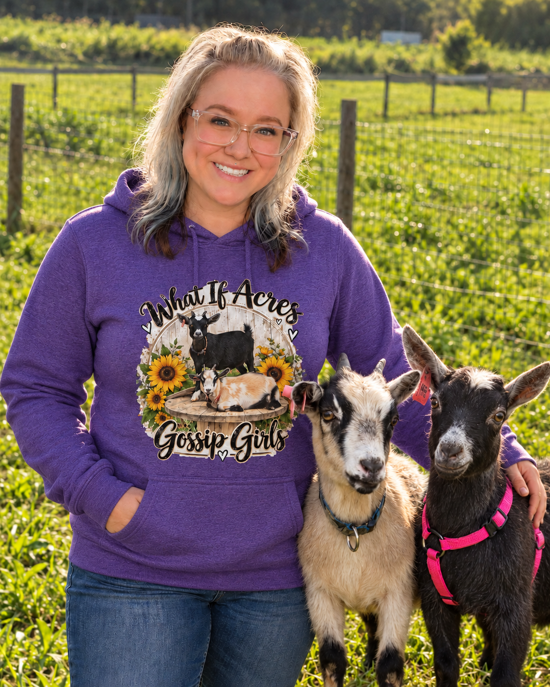 What If Acres Gossip Girls Purple hoodie mockup.